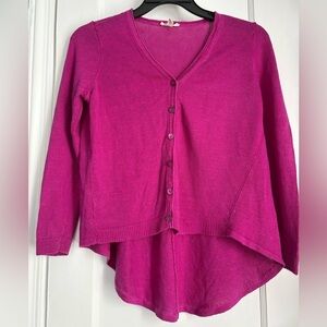 Eileen Fisher Vibrant Pink Button-Up Knit Lightweight Cardigan, Sz: Large Petite